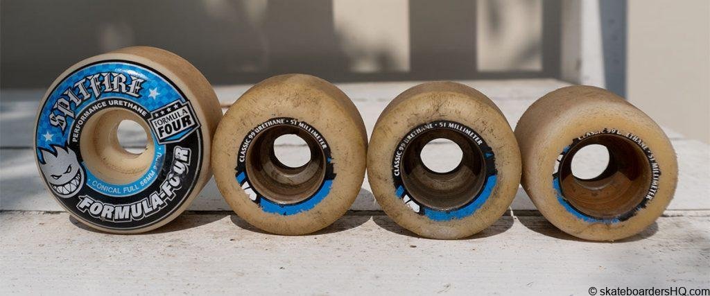 old vs new skateboard wheels wear
